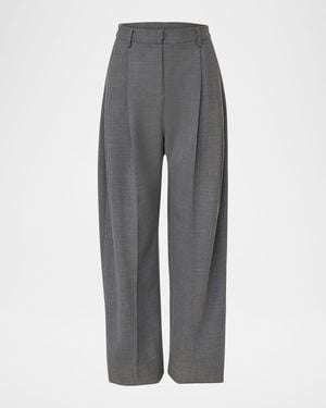 Carolina Herrera High-Rise Pleated Wide-Leg Pants - Gray