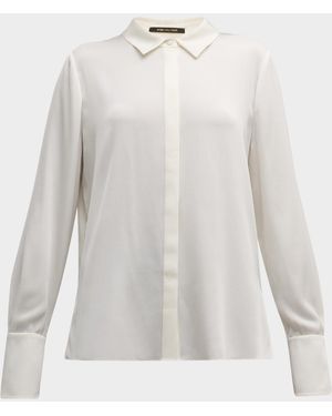 Kobi Halperin Larissa Split-Cuff Button-Down Blouse - White