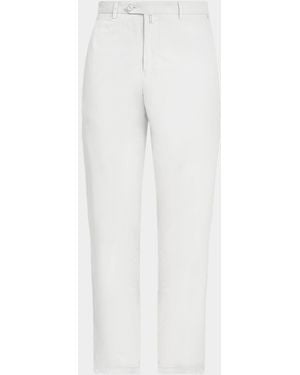 Kiton Extended-Tab Flat-Front Pants - White