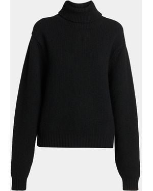 Tom Ford Wool-Cashmere-Mohair Chunky Knit Turtleneck Sweater - Black