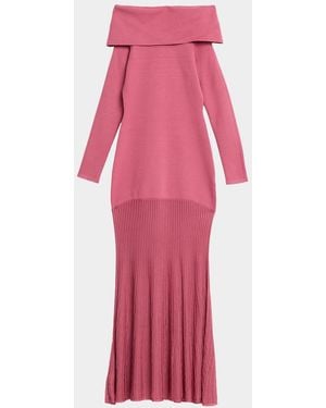 SER.O.YA Isotta Off-Shoulder Knit Dress - Pink