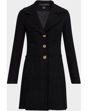St. John Milano Pique Fit And Flare Topper Coat - Black