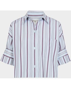 Twp Next Ex Cropped Cotton Poplin Shirt - Blue