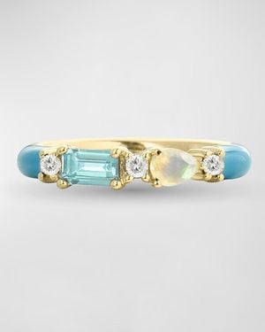 Stevie Wren Zircon And Opal Ring - Blue