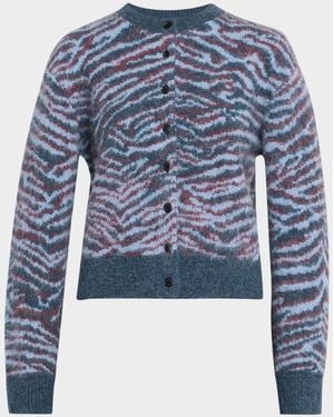 3.1 Phillip Lim Tiger-Print Alpaca-Blend Cardigan - Blue