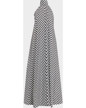 Ralph Lauren Piper Striped Silk-Blend Evening Dress - White