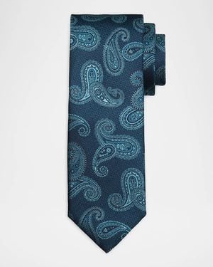 Canali Apos;S Paisley Jacquard Silk Tie - Blue