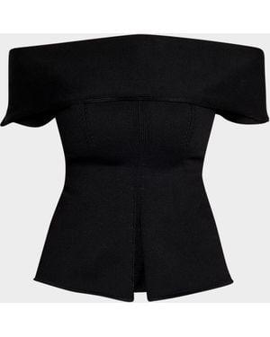 FFORME Faye Off-The-Shoulder Sculpted Knit Top - Black