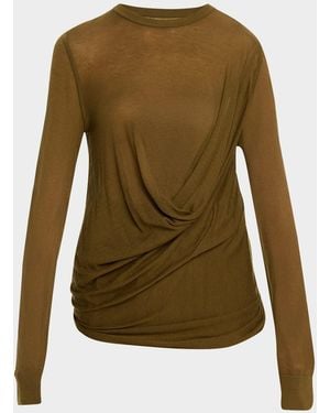 Michael Kors Draped Wool-Cashmere Top - Green