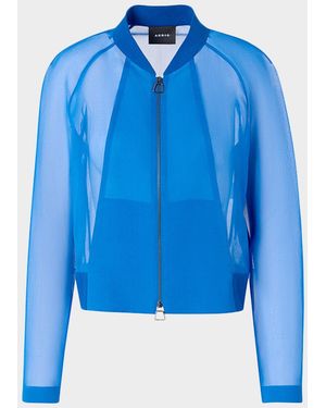 Akris Harina Panama Silk Organza Bomber Jacket - Blue