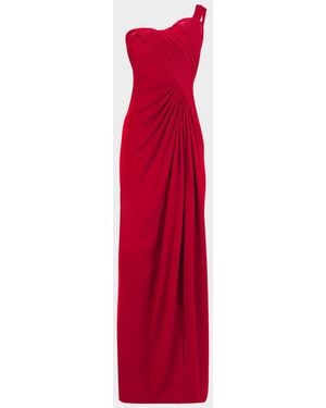 Gaurav Gupta Erytheia Sculpted One-Shoulder Column Gown - Red