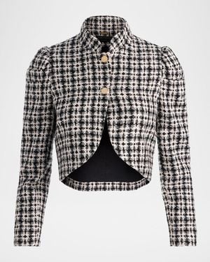 Alice + Olivia Ilaria Cropped Tweed Jacket - Black