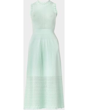 Shoshanna Brooke Scalloped Pointelle-Knit Midi Dress - Green