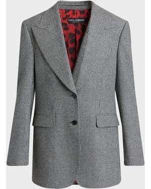 Dolce & Gabbana Glen Plaid Cashmere-Wool Single-Breasted Jacket - Gray