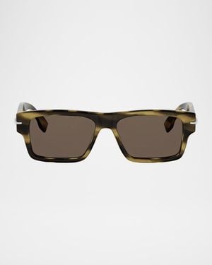 Fendi Apos;S Selleria Acetate Rectangle Sunglasses - Brown