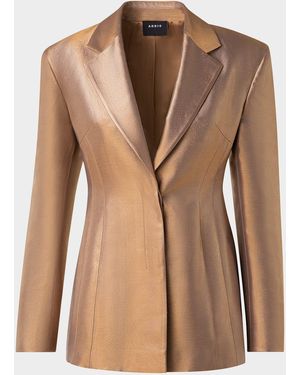 Akris Walker Metallic Single-Breasted Jacket - Brown