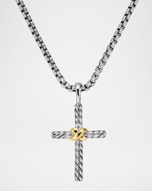 David Yurman Petite X Cross With On Chain - Metallic