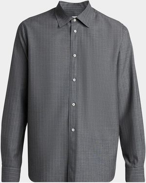 Jil Sander Apos;S Pinstripe Wool Sport Shirt - Gray