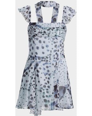 AMUR Reverie Printed Mini Dress - Blue