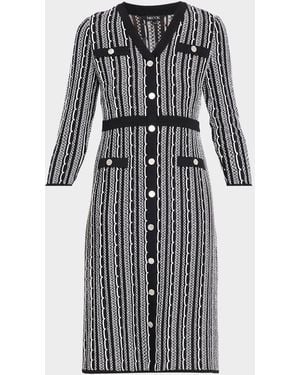 Misook Vertical Stitch Knit Sheath Dress - Black