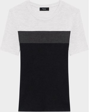 Theory Washable Silk Basic Tee - Black