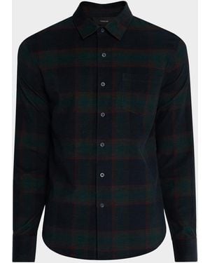 Vince Holme Plaid Cotton Button-Down Shirt - Blue