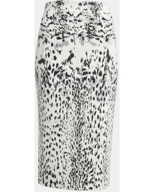 Tom Ford Lynx Jacquard Compact Velvet Knit Pencil Skirt - White
