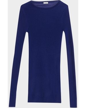 Jil Sander Ribbed Wool Crewneck Sweater - Blue