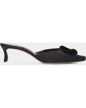 Manolo Blahnik Caulon 50Mm Satin Velvet-Trimmed Mules - Multicolor