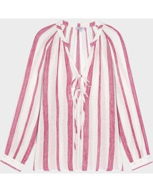 Rails Brielle Stripe Linen-Blend Blouse - Pink