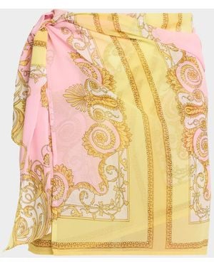 Versace Barocco-Print Pareo Skirt - Pink