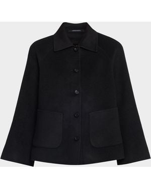Neiman Marcus Double-Faced Cashmere Short Coat - Black