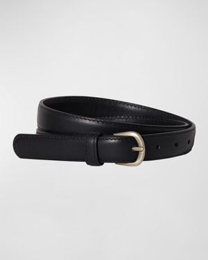 Janessa Leone Brass Buckle Leather Belt - Black