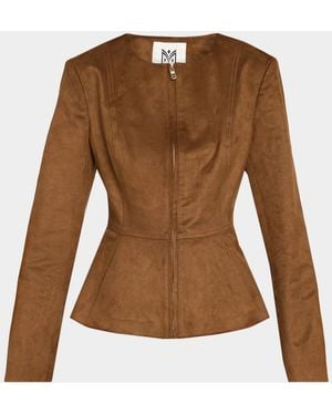 MILLY Reina Peplum Jacket - Brown