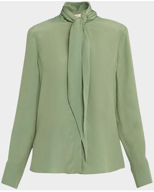 Dorothee Schumacher Soft Vibes Tie-Neck Crepe De Chine Blouse - Green