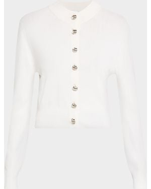 Brandon Maxwell Aubrey Crewneck Cardigan - White