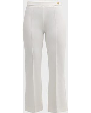 Callas Milano Lola Cropped Pintuck Flare-Leg Pants - White