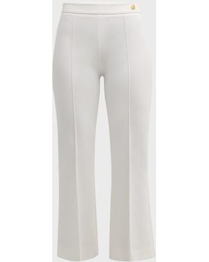 Callas Milano Lola Cropped Pintuck Flare-Leg Pants - White