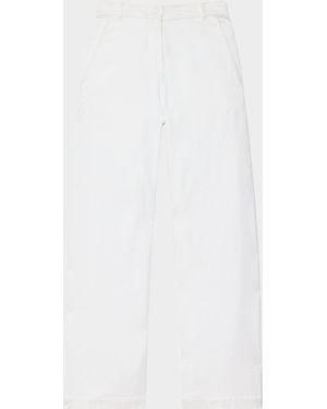 Another Tomorrow Carpenter Denim Wide-Leg Pants - White