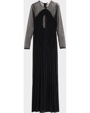 Et Ochs Suri Knit Basque-Waist Illusion Gown - Black