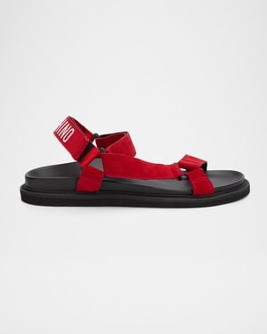 Moschino Apos;S Logo Leather Sandals - Red