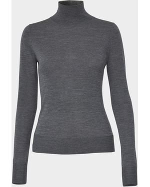 Carolina Herrera Turtleneck Wool-Silk Sweater - Gray