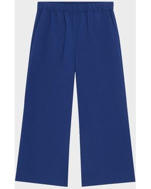 Eileen Fisher Wide-Leg Crinkled Ankle Pants - Blue