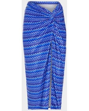 Ramy Brook Xana Glitter Wave Coverup Skirt - Blue