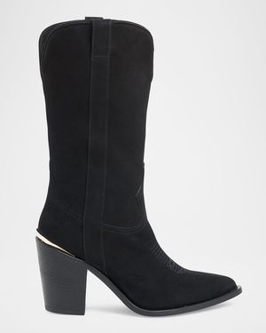 Partow Leigh Anne Suede Western Boots - Black
