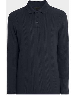 Vince Long-Sleeve Textured Polo Shirt - Purple