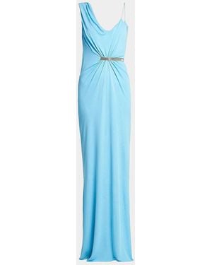 Tom Ford Crepe Jersey Asymmetric Evening Gown - Blue