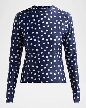 Jean Paul Gaultier Polka Dot Stretch-Jersey Crewneck Top - Blue