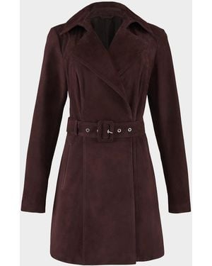 Gorski Metis Suede Belted Trench Coat - Purple