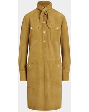 Polo Ralph Lauren Suede Utility Mini Dress - Yellow